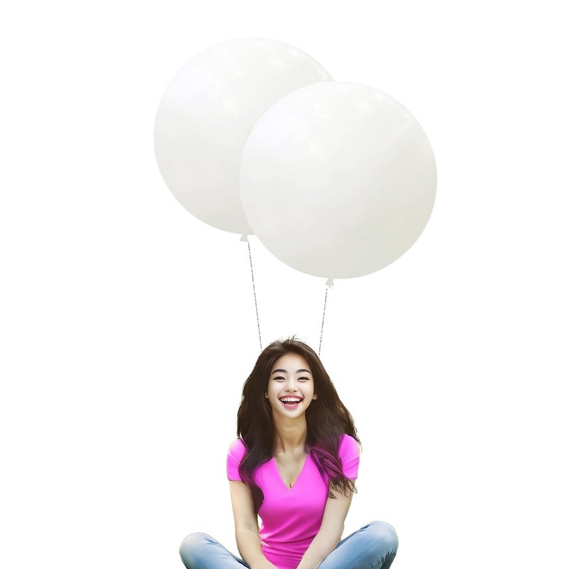 IN-JOOYAA 10Pcs 24 Inch Balloons White Giant Round Balloons Large Balloon For Wedding Baby Shower Birthday Party Decorations - Image 1